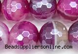 CAA5996 15 inches 8mm faceted round AB-color line agate beads