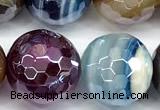 CAA6012 15 inches 12mm faceted round AB-color line agate beads