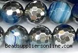 CAA6021 15 inches 8mm faceted round electroplated line agate beads