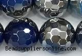 CAA6023 15 inches 12mm faceted round electroplated line agate beads