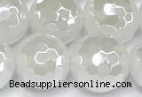 CAA6033 15 inches 12mm faceted round AB-color white agate beads