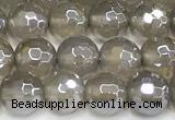 CAA6038 15 inches 6mm faceted round AB-color grey agate beads