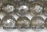 CAA6039 15 inches 8mm faceted round AB-color grey agate beads