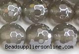 CAA6040 15 inches 10mm faceted round AB-color grey agate beads