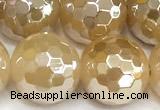 CAA6053 15 inches 12mm faceted round AB-color yellow agate beads