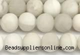 CAA6076 15 inches 6mm round matte white crazy lace agate beads