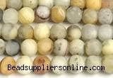 CAA6085 15 inches 4mm round matte yellow crazy lace agate beads