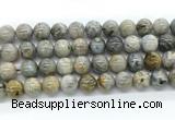 CAA6124 15.5 inches 12mm round bamboo leaf agate gemstone beads