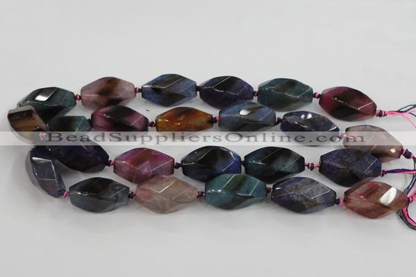 CAA619 15.5 inches 16*30mm faceted & twisted dragon veins agate beads