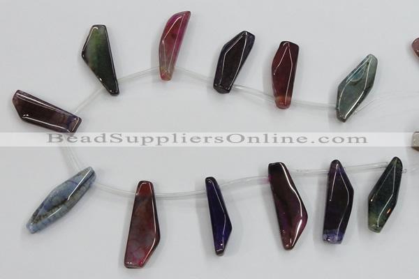 CAA624 top-drilled 15*42mm freeform dragon veins agate beads