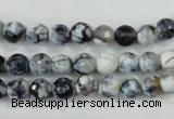 CAA709 15.5 inches 6mm faceted round fire crackle agate beads