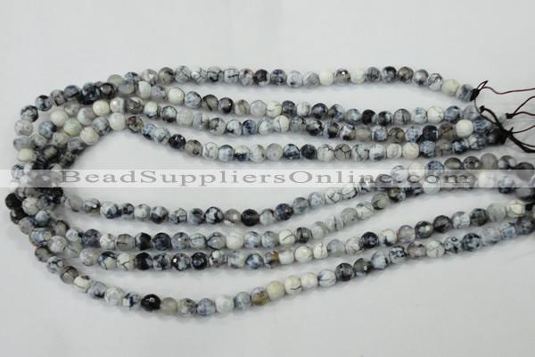 CAA709 15.5 inches 6mm faceted round fire crackle agate beads