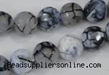 CAA717 15.5 inches 12mm faceted round fire crackle agate beads