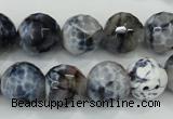 CAA721 15.5 inches 14mm faceted round fire crackle agate beads