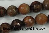 CAA722 15.5 inches 14mm faceted round fire crackle agate beads