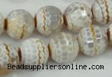 CAA724 15.5 inches 14mm faceted round fire crackle agate beads