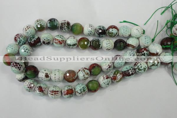 CAA731 15.5 inches 16mm faceted round fire crackle agate beads