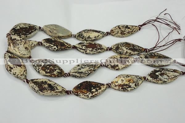 CAA758 15.5 inches 20*40mm twisted marquise wooden agate beads