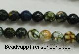 CAA792 15.5 inches 8mm faceted round fire crackle agate beads