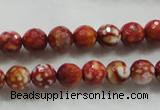 CAA794 15.5 inches 8mm faceted round fire crackle agate beads