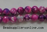 CAA795 15.5 inches 8mm faceted round fire crackle agate beads