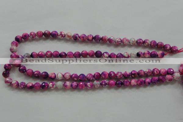 CAA795 15.5 inches 8mm faceted round fire crackle agate beads