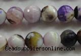 CAA804 15.5 inches 12mm faceted round fire crackle agate beads