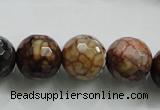 CAA813 15.5 inches 16mm faceted round fire crackle agate beads