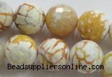 CAA816 15.5 inches 16mm faceted round fire crackle agate beads