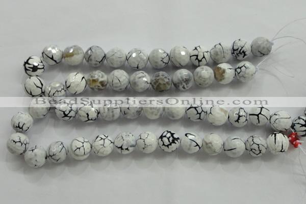 CAA818 15.5 inches 16mm faceted round fire crackle agate beads