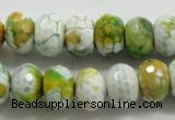 CAA825 15.5 inches 10*14mm faceted rondelle fire crackle agate beads