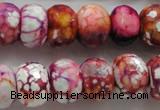 CAA831 15.5 inches 12*16mm faceted rondelle fire crackle agate beads