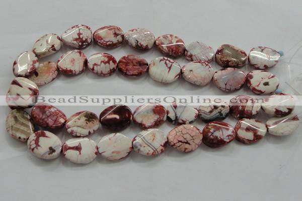 CAA835 15.5 inches 15*20mm twisted oval fire crackle agate beads