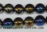 CAA851 15.5 inches 12mm round AB-color black agate beads