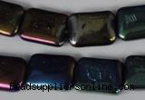 CAA861 15.5 inches 13*18mm rectangle AB-color black agate beads