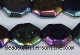 CAA862 15.5 inches 18*20mm octagonal AB-color black agate beads