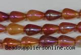 CAA880 15.5 inches 8*12mm teardrop AB-color red agate beads