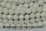 CAA92 15.5 inches 4mm faceted round white agate gemstone beads