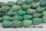 CAB03 15.5 inches 8*12mm teardrop green grass agate gemstone beads