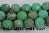 CAB09 15.5 inches 12mm faceted round green grass agate gemstone beads