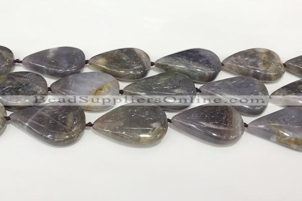 CAB1003 15.5 inches 22*33mm - 23*35mm flat teardrop purple agate beads