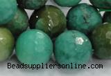 CAB12 15.5 inches 18mm faceted round green grass agate gemstone beads