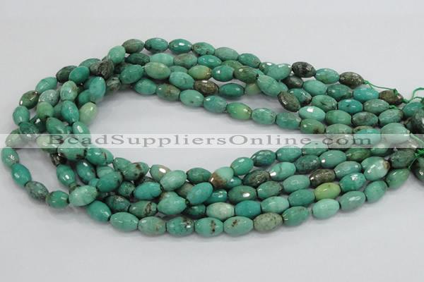 CAB19 15.5 inches 8*12mm faceted rice green grass agate beads