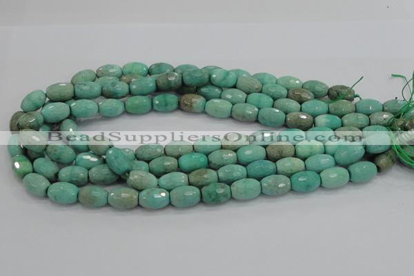 CAB20 15.5 inches 10*15mm faceted rice green grass agate beads