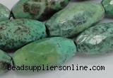 CAB21 15.5 inches 14*30mm faceted rice green grass agate beads