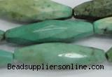 CAB22 15.5 inches 11*40mm faceted rice green grass agate beads