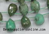 CAB24 15.5 inches 10*14mm faceted teardrop green grass agate beads