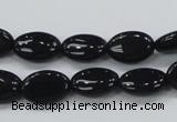 CAB318 15.5 inches 8*12mm oval black agate gemstone beads wholesale