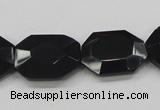 CAB325 15.5 inches 18*24mm faceted octagonal black agate gemstone beads