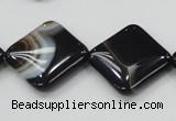 CAB327 15.5 inches 20*20mm diamond black agate gemstone beads